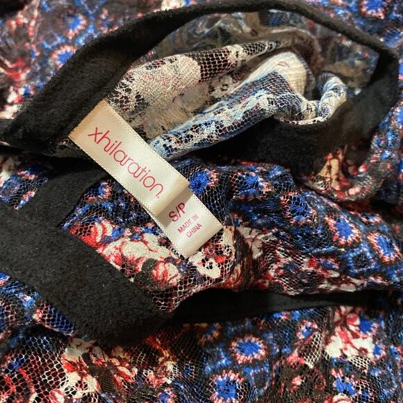 Floral Navy Sheer Long Sleeve Dress Knee Length Piping SZ Small Gothic Ruffle - Picture 12 of 14